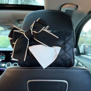 Leather Headrest Tissue Holder With or Without Bow