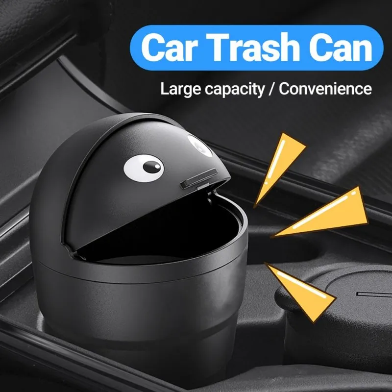 Universal Car Trash Can Auto Organizer Storage Box with Swing Lid Cute Mini Automotive Leakproof Vehicle Trash Bin for Car - Image 2
