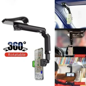 Retractable Sun Visor Phone Mount (360° Rotating) Grey & Green