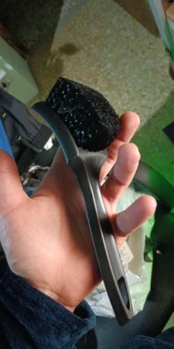 Car Tire Brush Black Bristled Wheel Hub Cleaning Brush Multifunctional Wheel Hub Steel Ring Foot Pad Fabric Cleaning Brush photo review