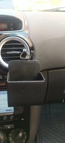 1pc Car Storage Bag Car Air Outlet Debris Bag For Mobile Phone Key Sunglasses Vent Dashboard Tidy Hanging Leather Organizer Box photo review