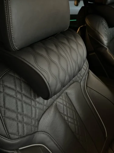 HOT Car Neck Pillow PU Leather Lumbar Waist Support For Seat Memory Backrest Headrest Cushion Auto Gadget Accesorios Interior photo review