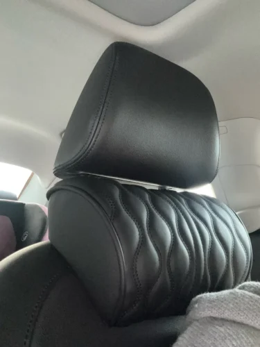 HOT Car Neck Pillow PU Leather Lumbar Waist Support For Seat Memory Backrest Headrest Cushion Auto Gadget Accesorios Interior photo review