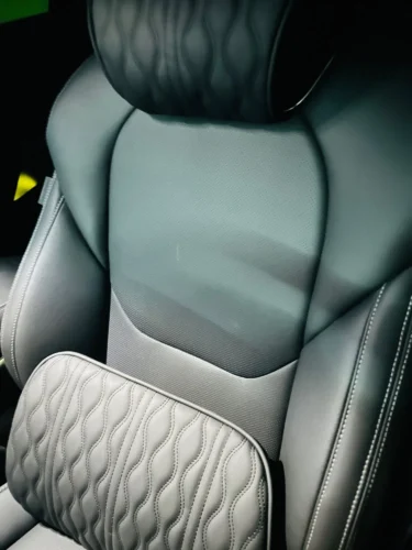 HOT Car Neck Pillow PU Leather Lumbar Waist Support For Seat Memory Backrest Headrest Cushion Auto Gadget Accesorios Interior photo review