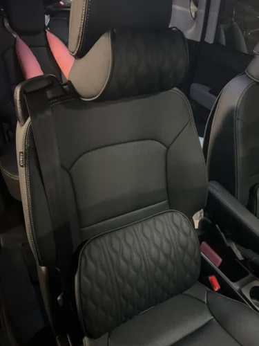 HOT Car Neck Pillow PU Leather Lumbar Waist Support For Seat Memory Backrest Headrest Cushion Auto Gadget Accesorios Interior photo review